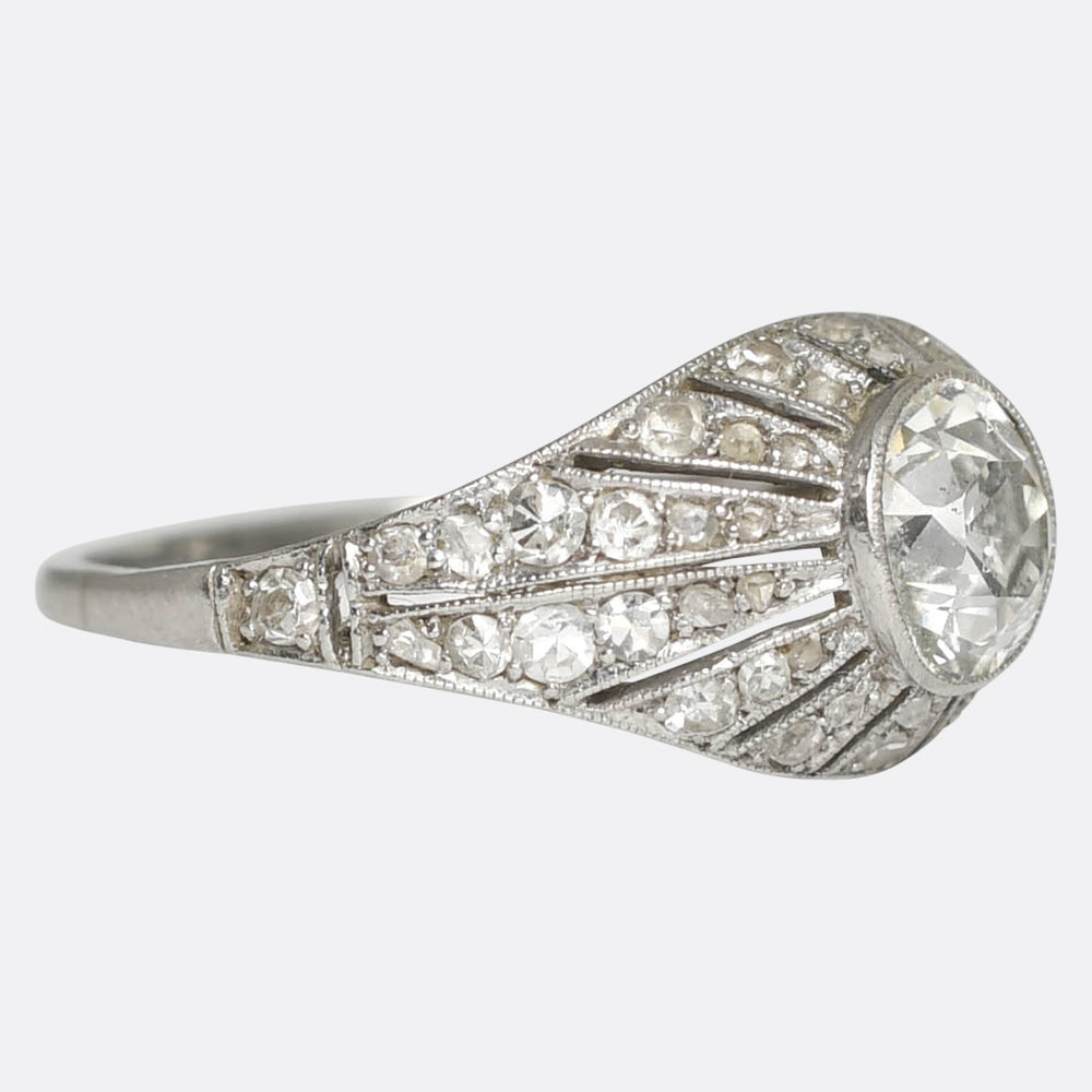 Art Deco Diamond Bombé Cluster Ring
