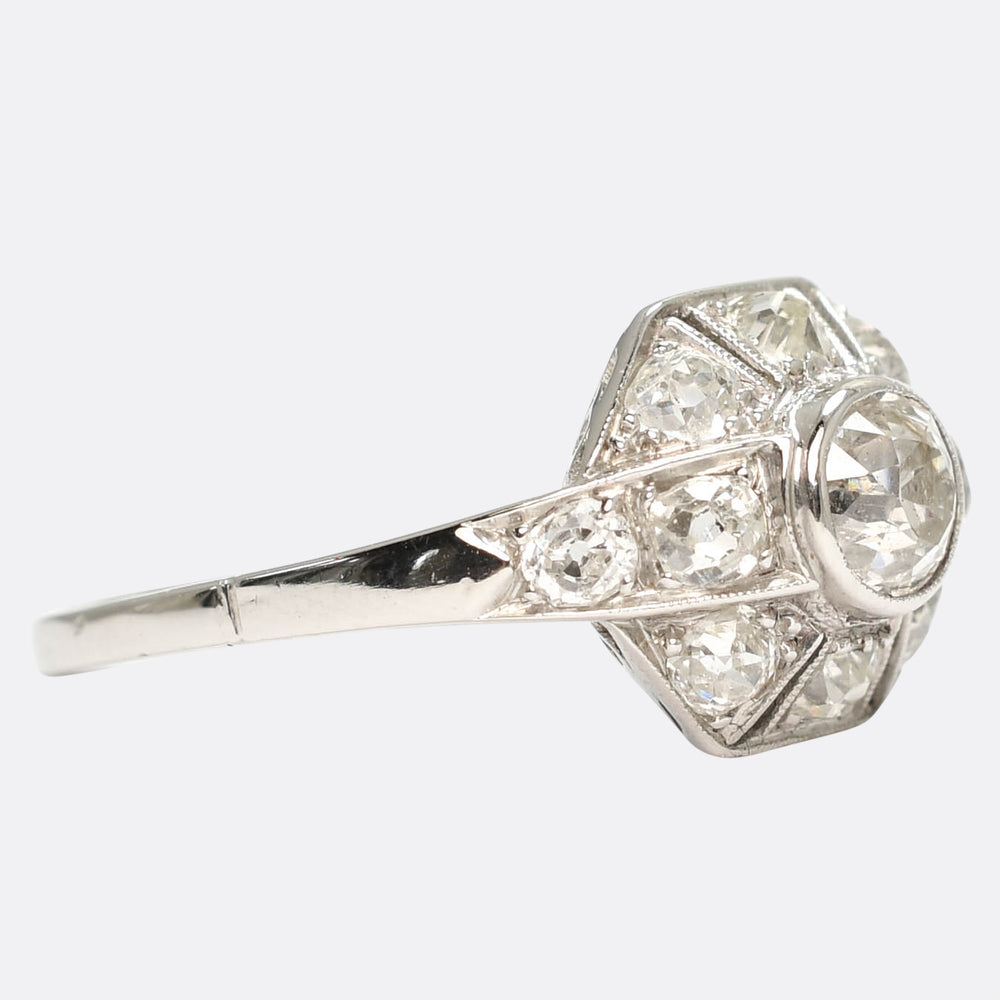 Art Deco Diamond Bombé Cluster Ring