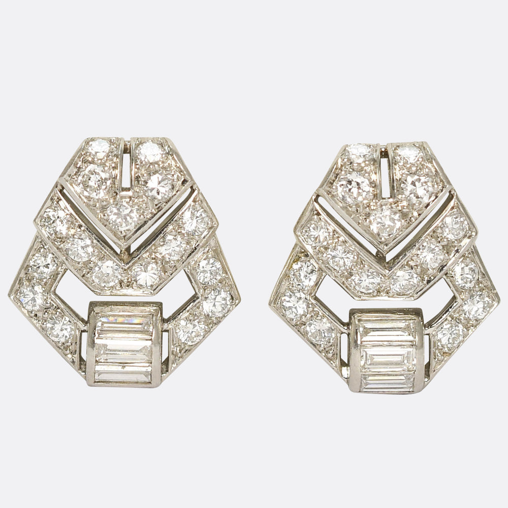 Art Deco Diamond Earrings by Cartier Paris