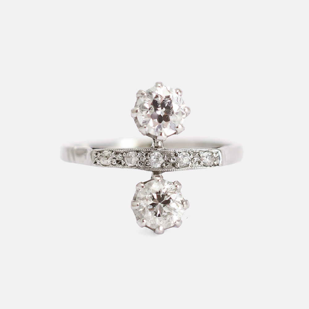 Art Deco Diamond North-South Engagement Ring