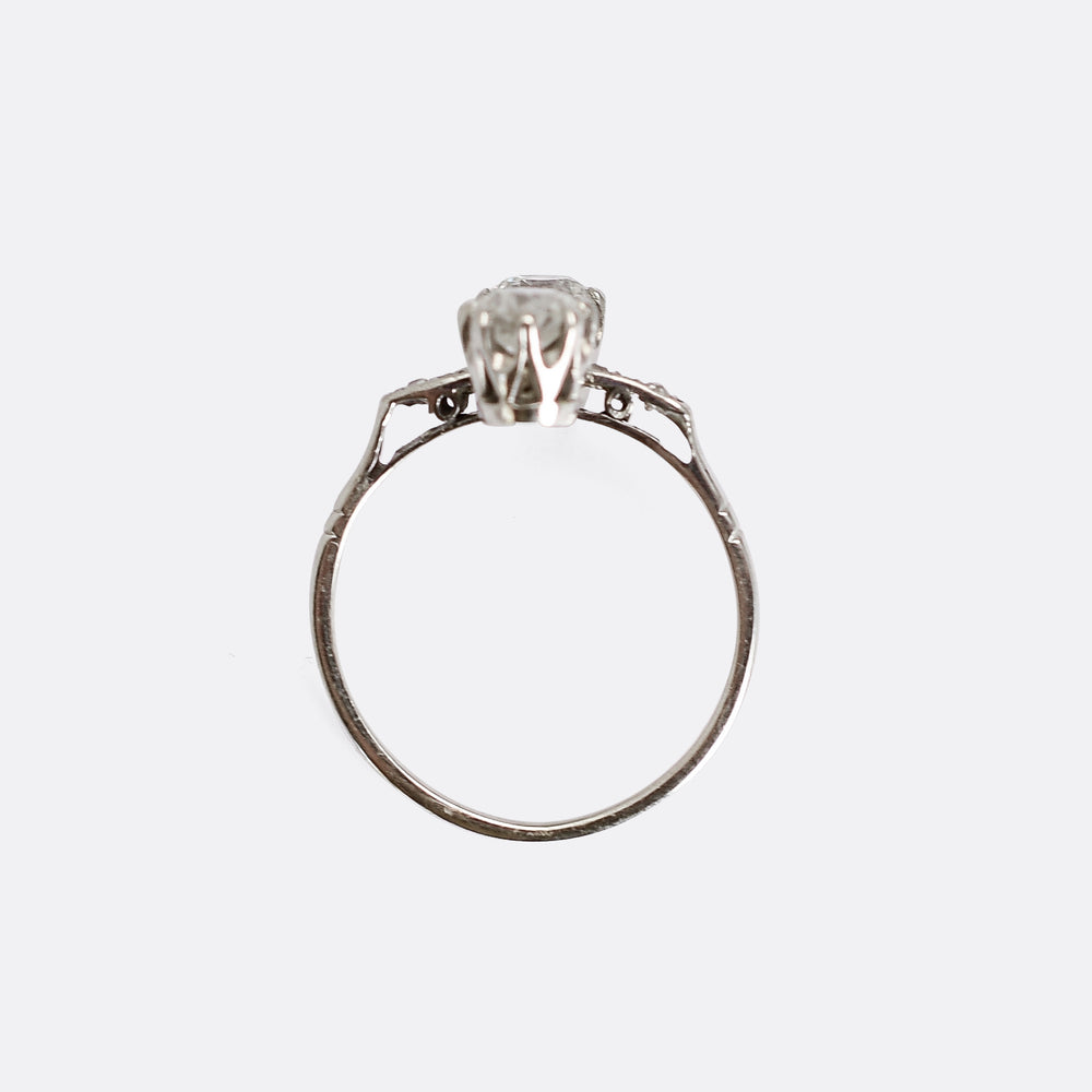 Art Deco Diamond North-South Engagement Ring