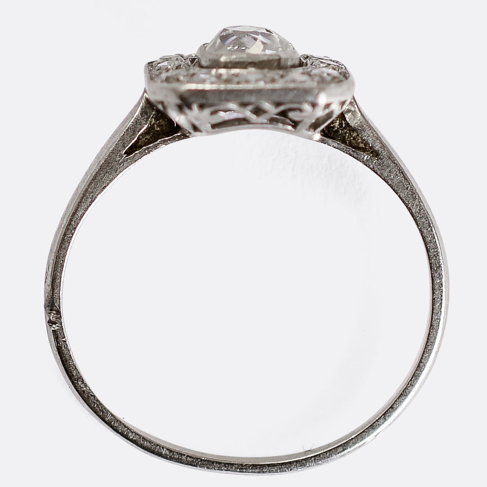 Art Deco Diamond Square Halo Cluster Ring