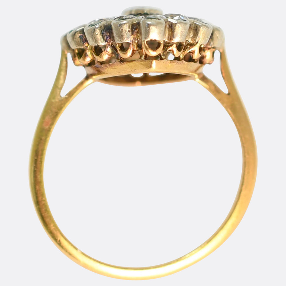 Art Deco Emerald & Diamond Cluster Ring