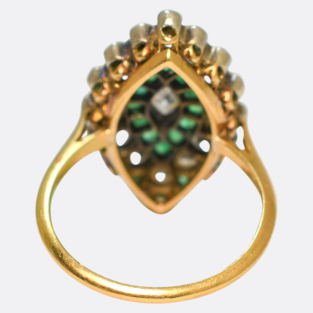 Art Deco Emerald & Diamond Cluster Ring