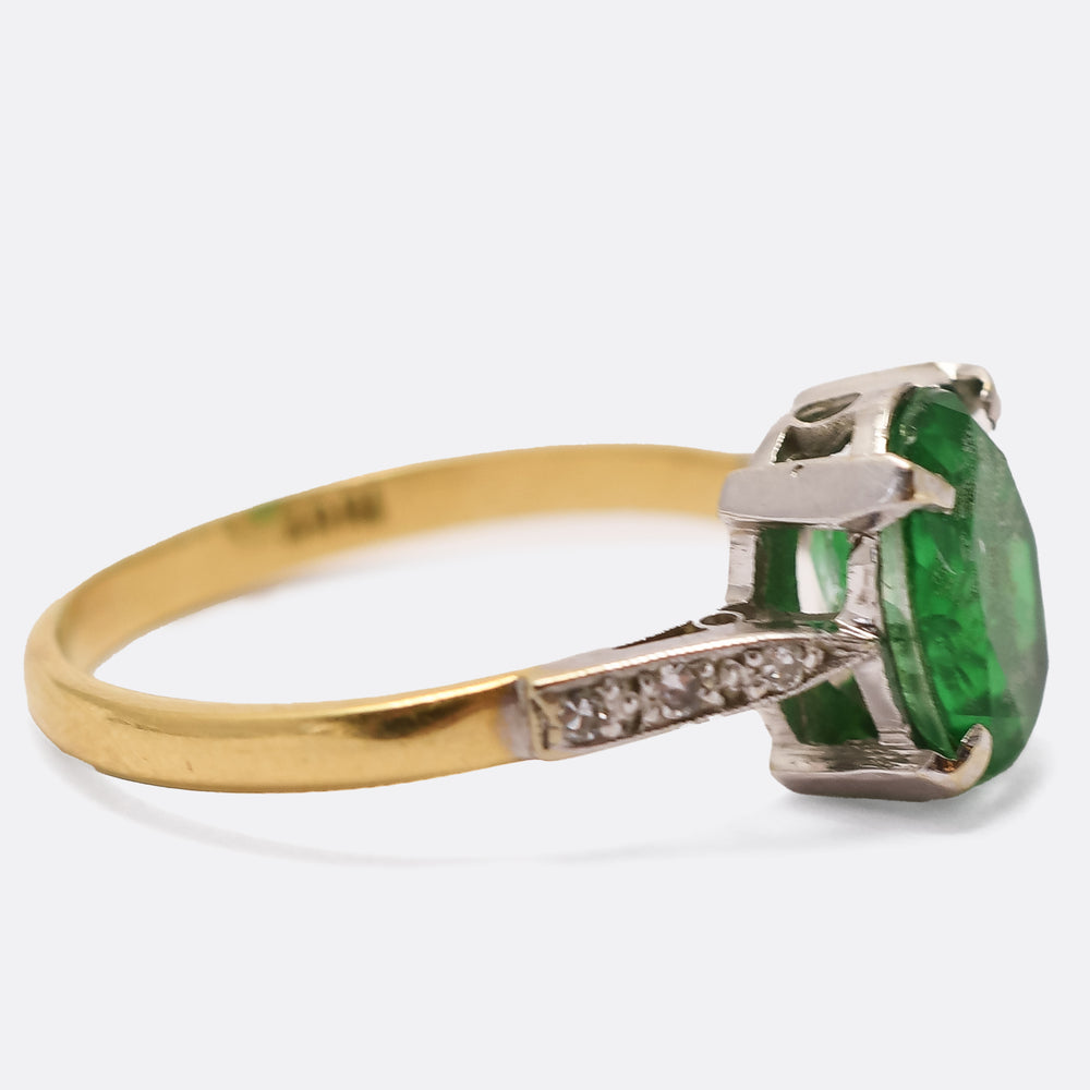 Art Deco Emerald & Diamond Solitaire Ring