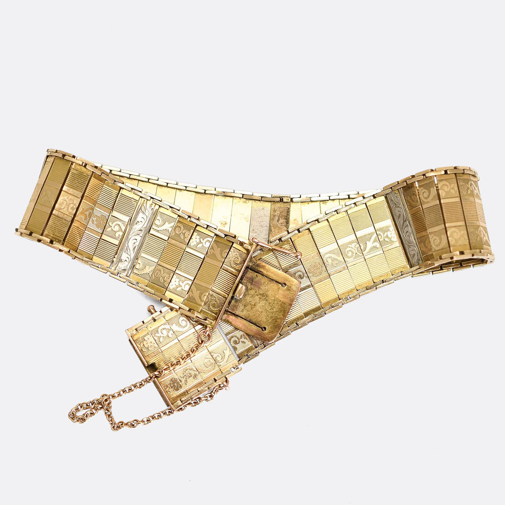 Art Deco Floral Two-Tone Gold Bracelet