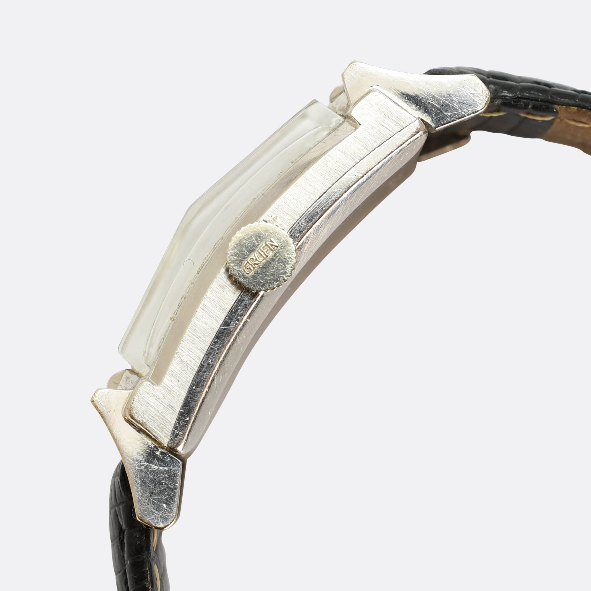 Art Deco Gruen Curvex Precision White Gold Wristwatch Butter Lane Antiques