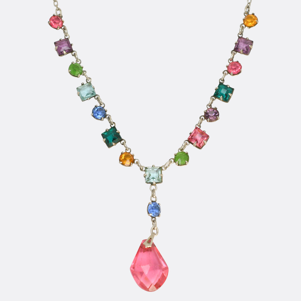 Art Deco Harlequin Paste Drop Necklace
