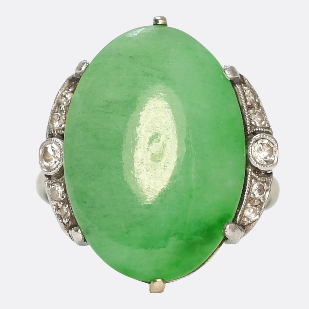 Art Deco Jade & Diamond Ring