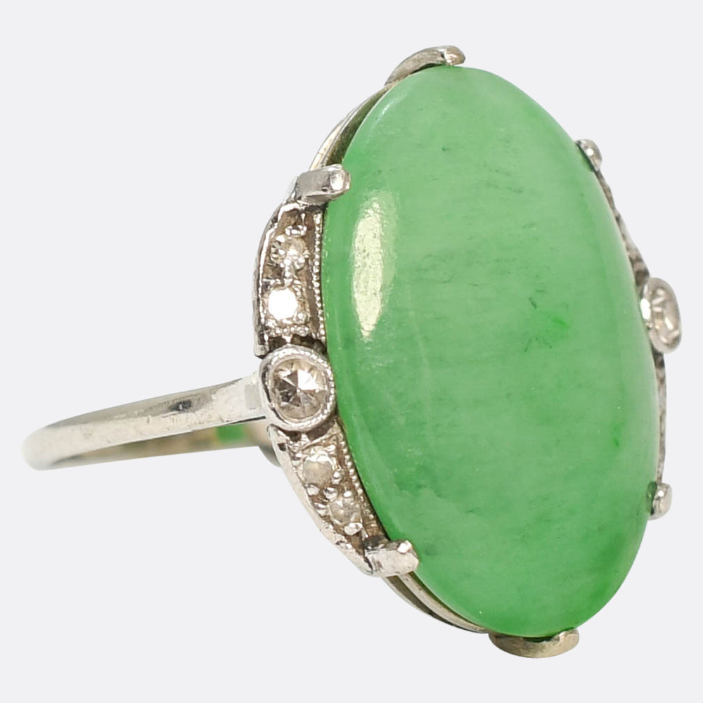 Art Deco Jade & Diamond Ring