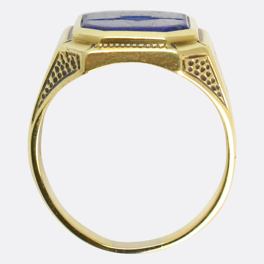 Art Deco Lapis Lazuli Genie's Lamp Signet Ring