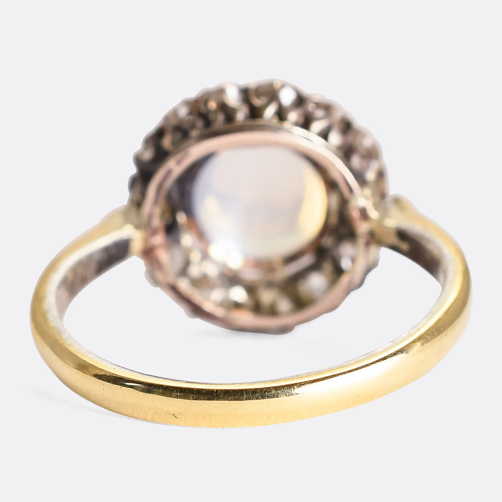 Art Deco Moonstone & Diamond Cluster Ring