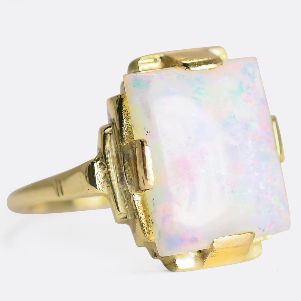 Art Deco Opal Solitaire Ring