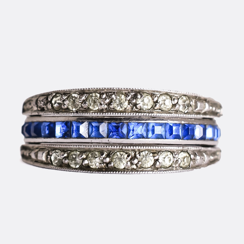 Art Deco Red, White & Blue Paste Day & Night Eternity Ring