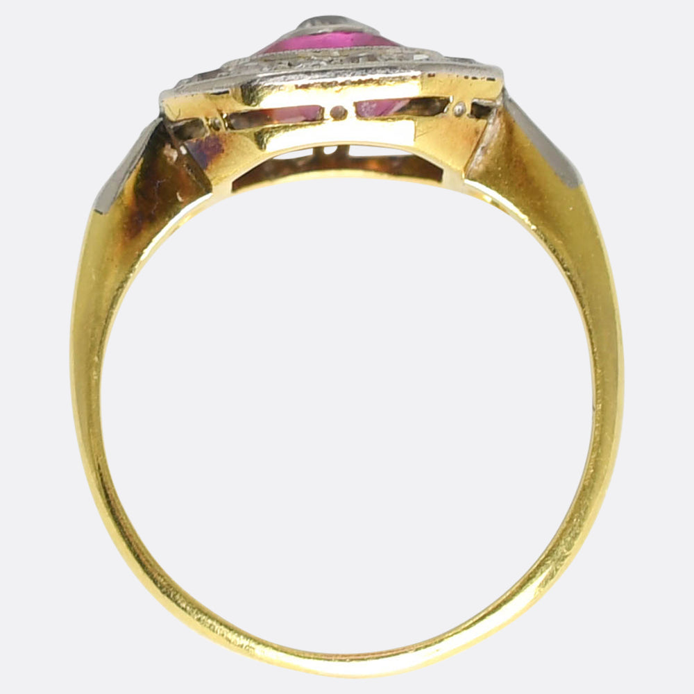 Art Deco Ruby & Diamond Target Ring