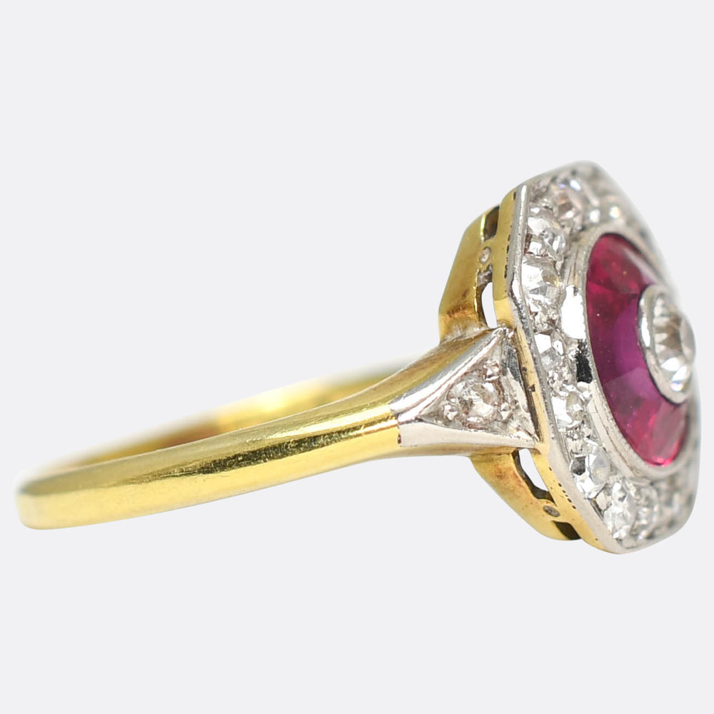 Art Deco Ruby & Diamond Target Ring