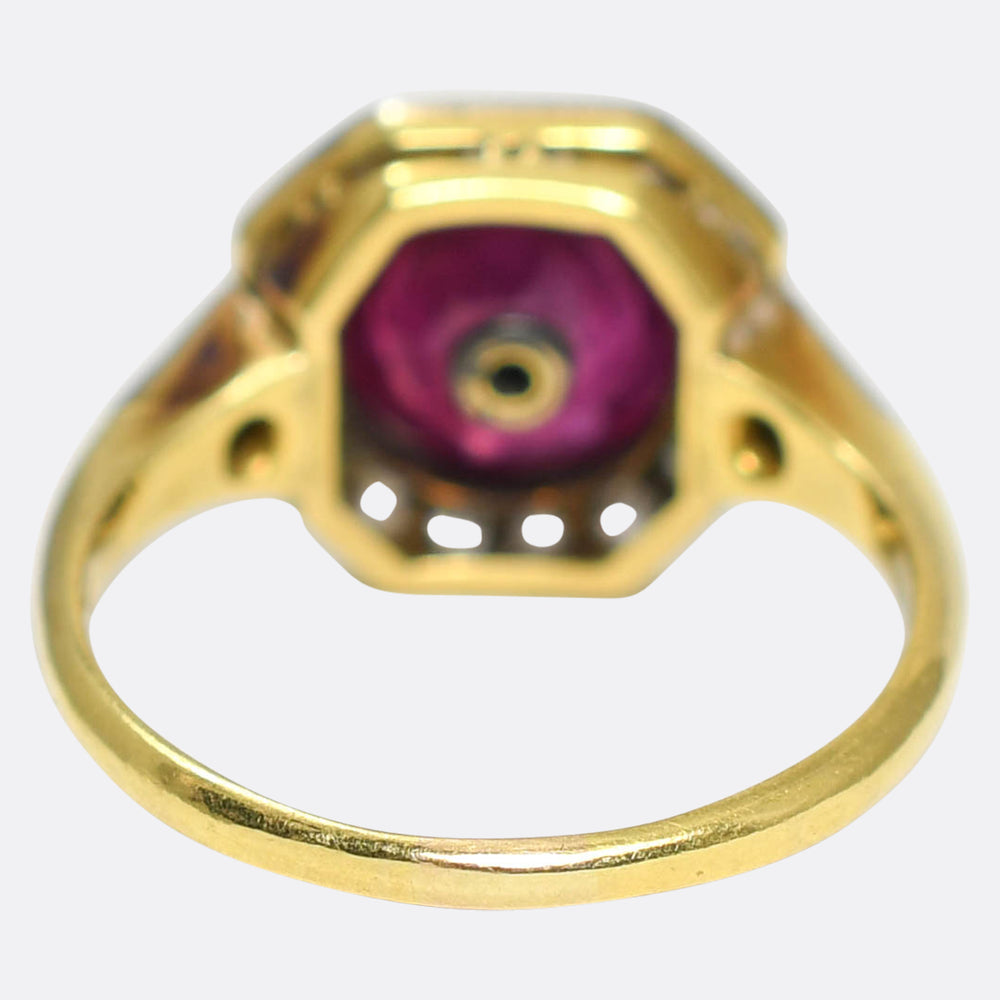 Art Deco Ruby & Diamond Target Ring