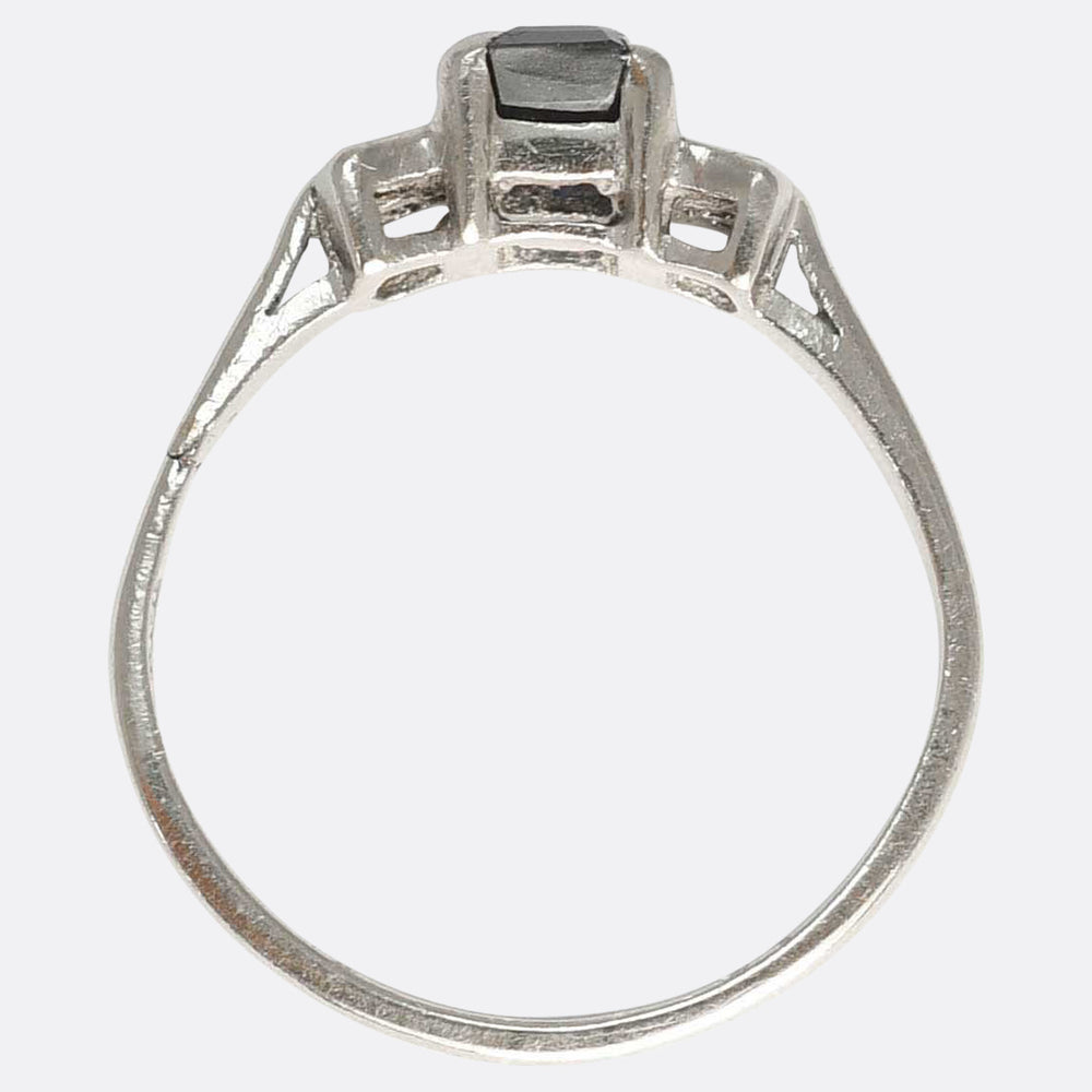 Art Deco Sapphire & Baguette Cut Diamond Ring