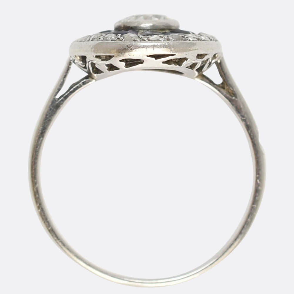 Art Deco Sapphire & Diamond Target Cluster Ring