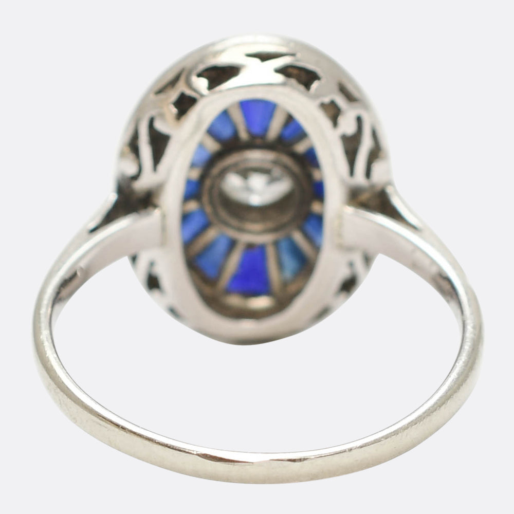 Art Deco Sapphire & Diamond Target Cluster Ring