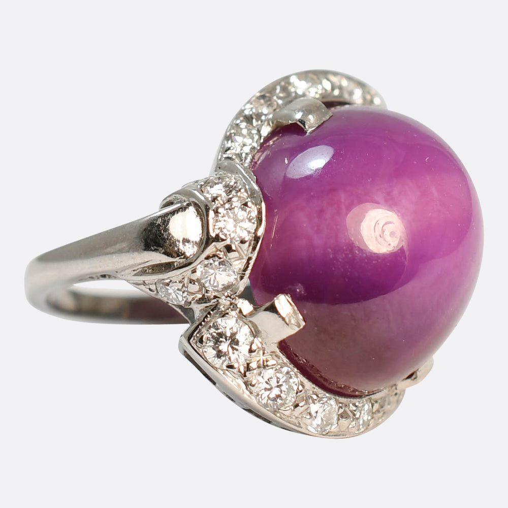 Art Deco Star Ruby & Diamond Cluster Ring