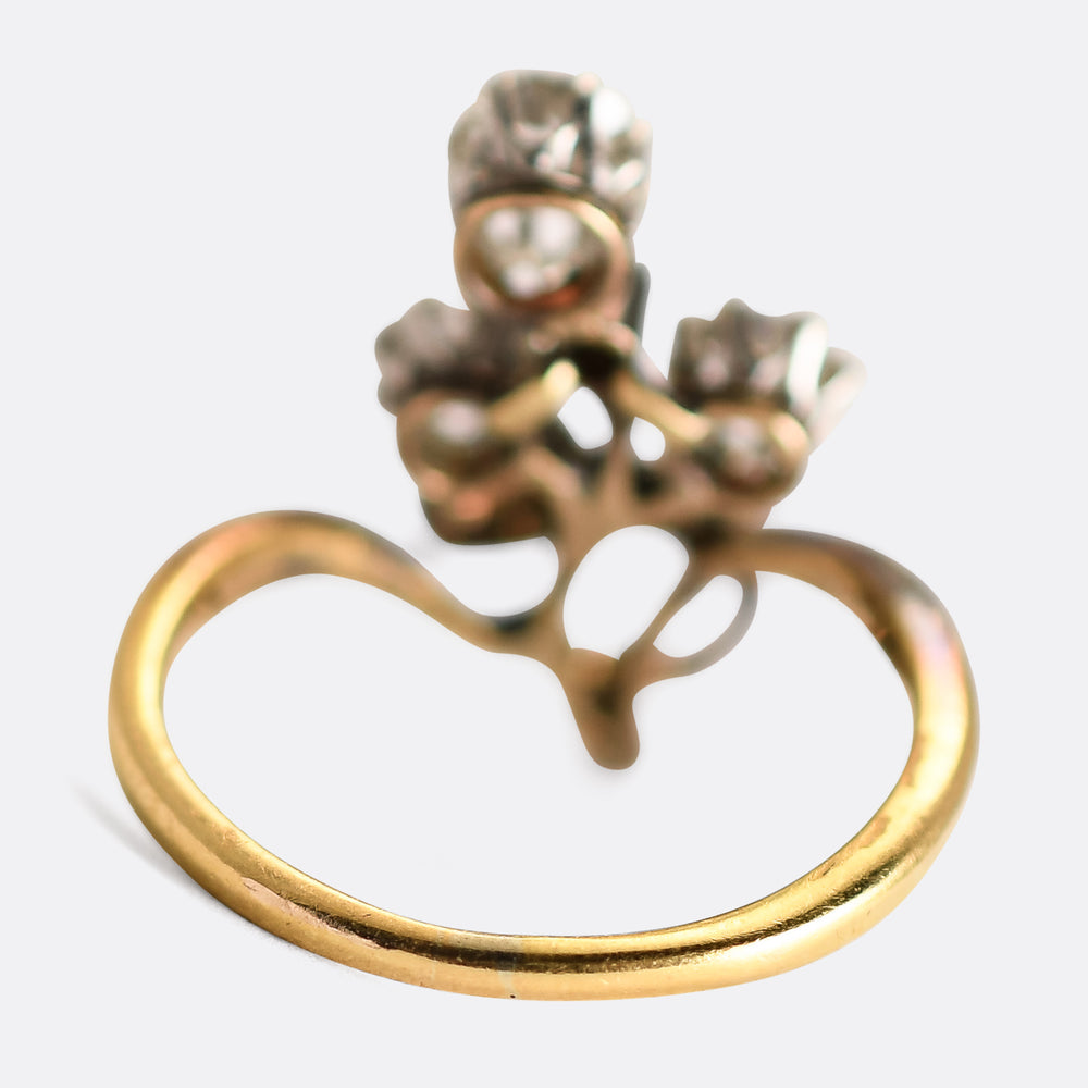 Art Nouveau Diamond Flower Ring