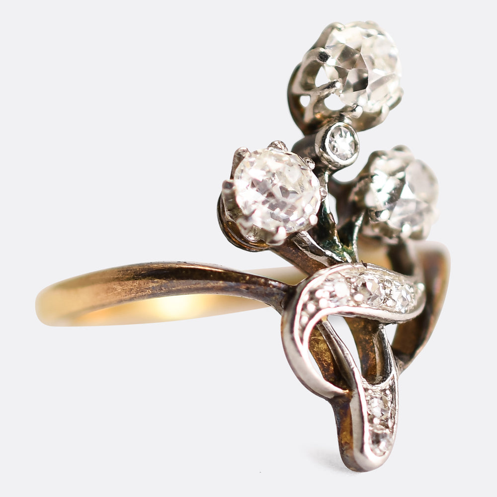 Art Nouveau Diamond Flower Ring