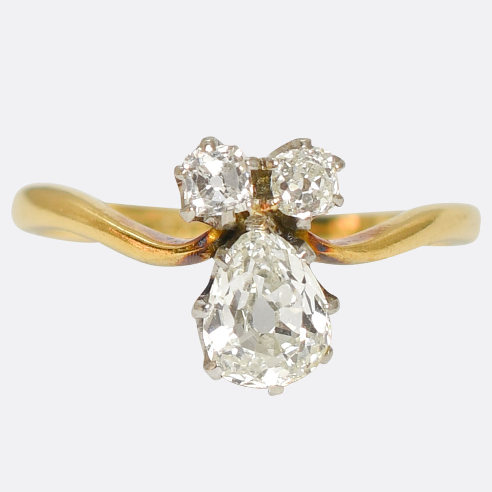 Art Nouveau Diamond Three-Stone Ring