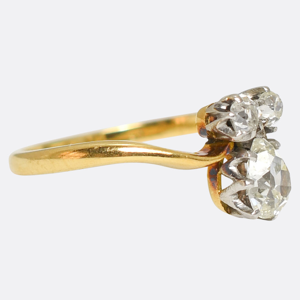 Art Nouveau Diamond Three-Stone Ring