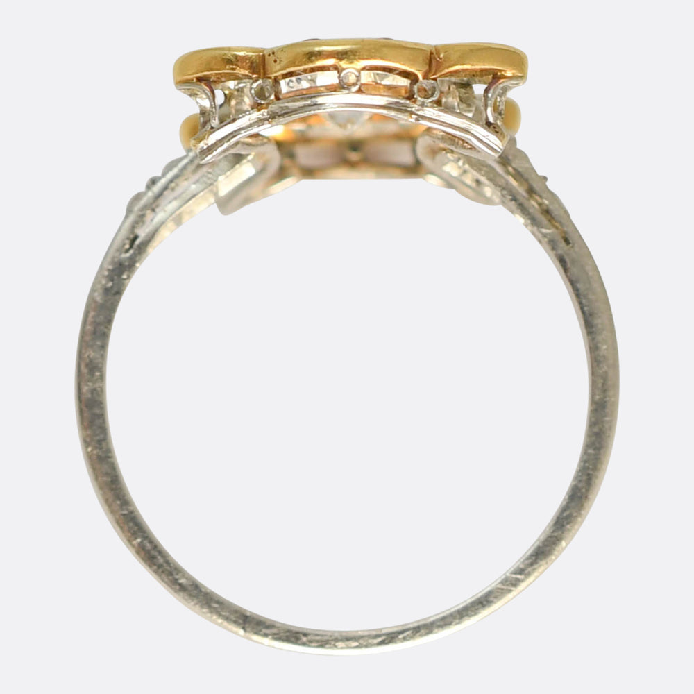 Belle Époque French Ruby & Diamond Bow Ring