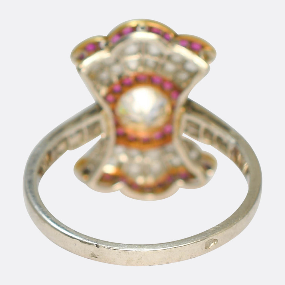 Belle Époque French Ruby & Diamond Bow Ring