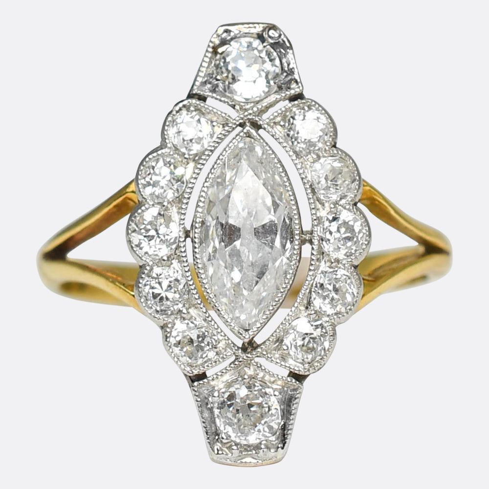 Belle Époque Marquise Diamond Open Work Ring