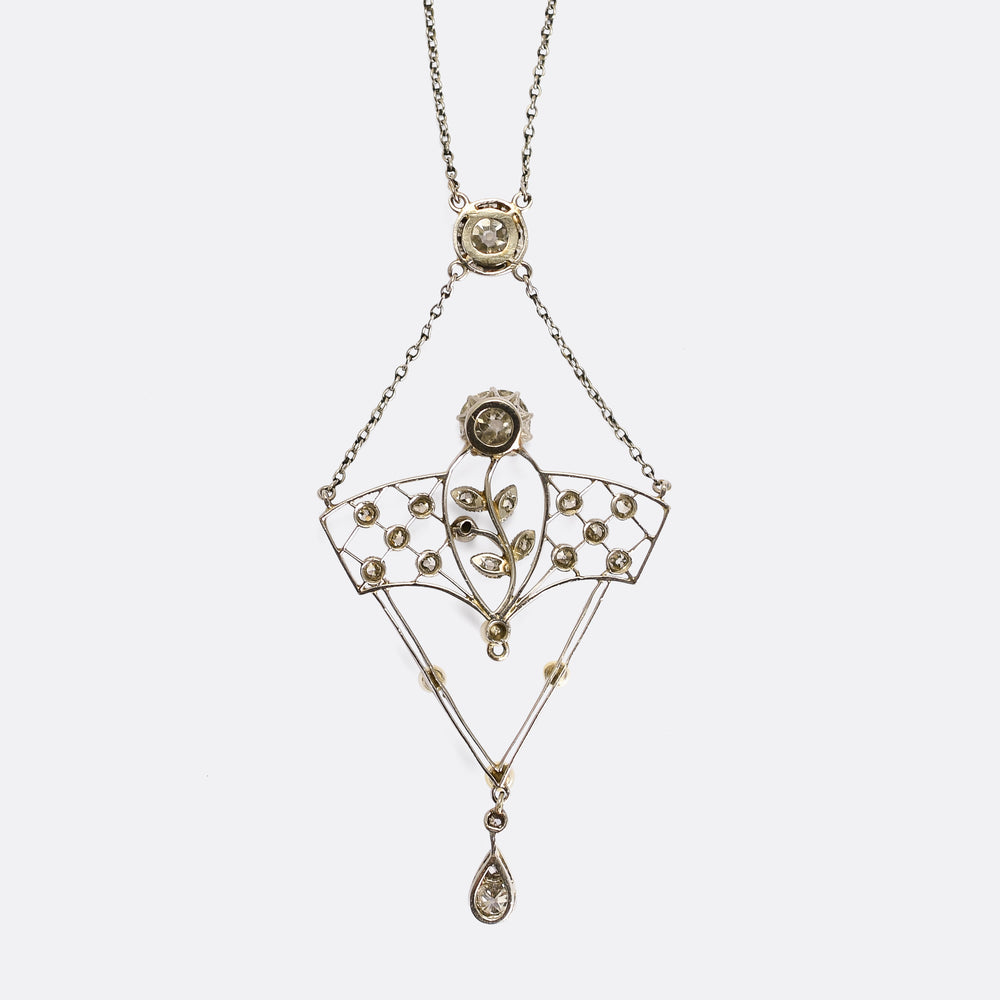 Belle Époque Platinum Diamond & Pearl Necklace