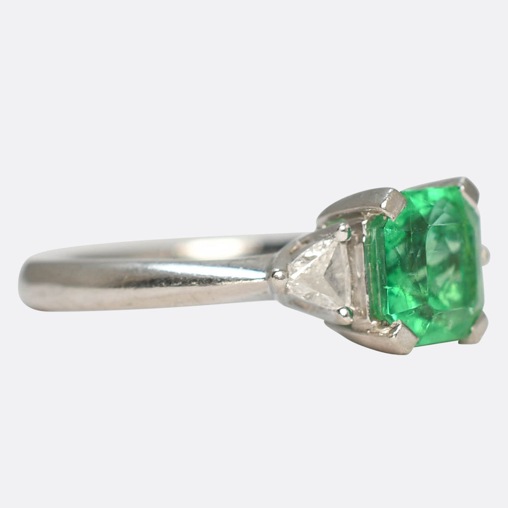 Contemporary Emerald & Diamond Ring