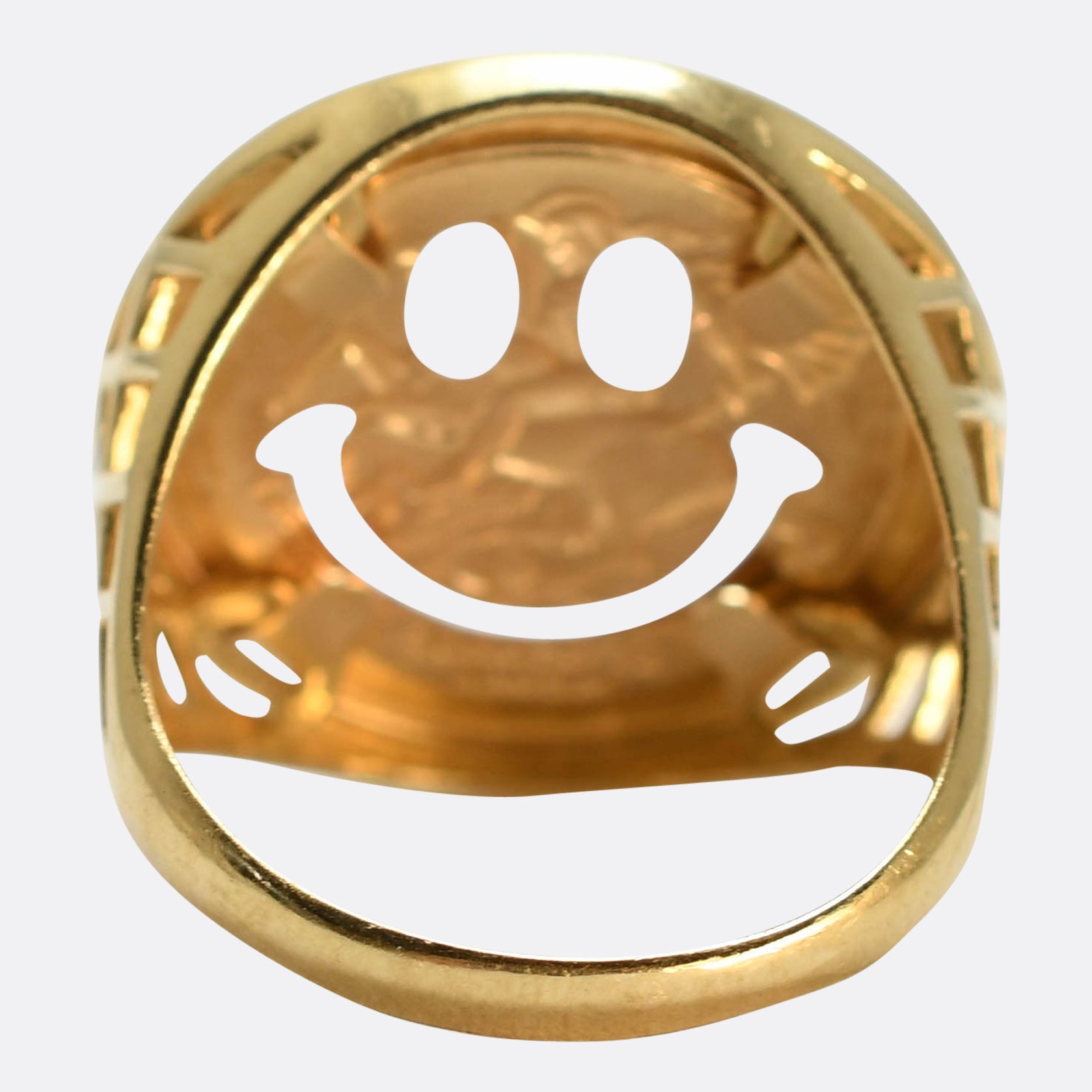 Contemporary Gold Smiley Face Sovereign Ring Butter Lane Antiques