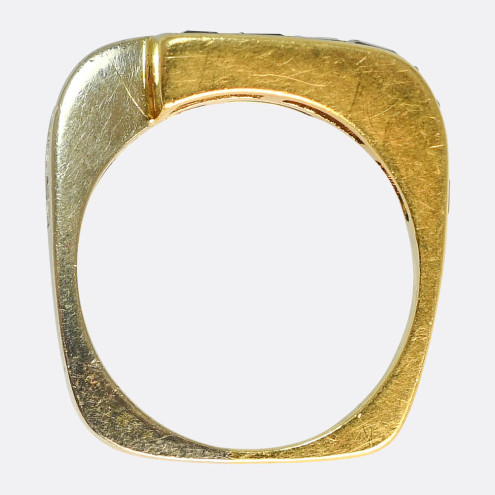 Contemporary Sapphire & Diamond Crossover Band Ring