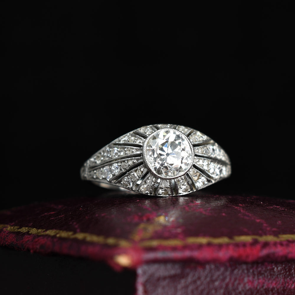 Art Deco Diamond Bombé Cluster Ring