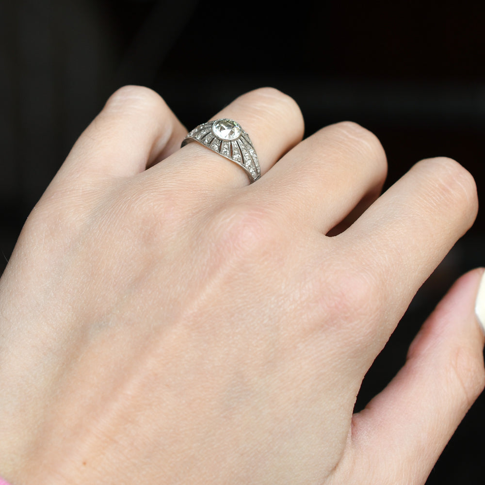 Art Deco Diamond Bombé Cluster Ring