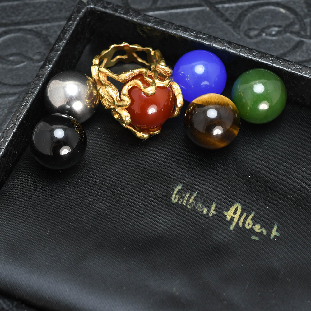 Vintage Interchangeable Bead Cocktail Ring by Gilbert Albert