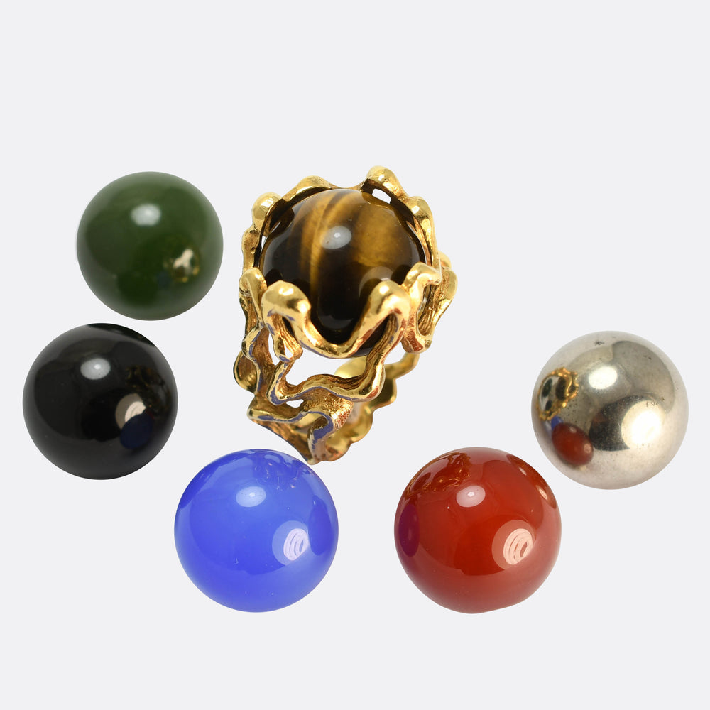 Vintage Interchangeable Bead Cocktail Ring by Gilbert Albert