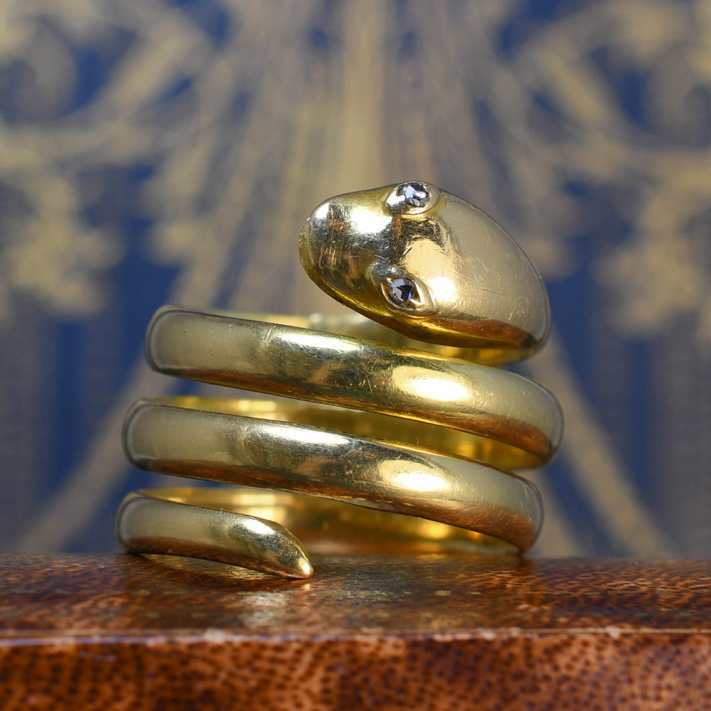 Victorian Rose Cut Diamond Coiled Snake Ring