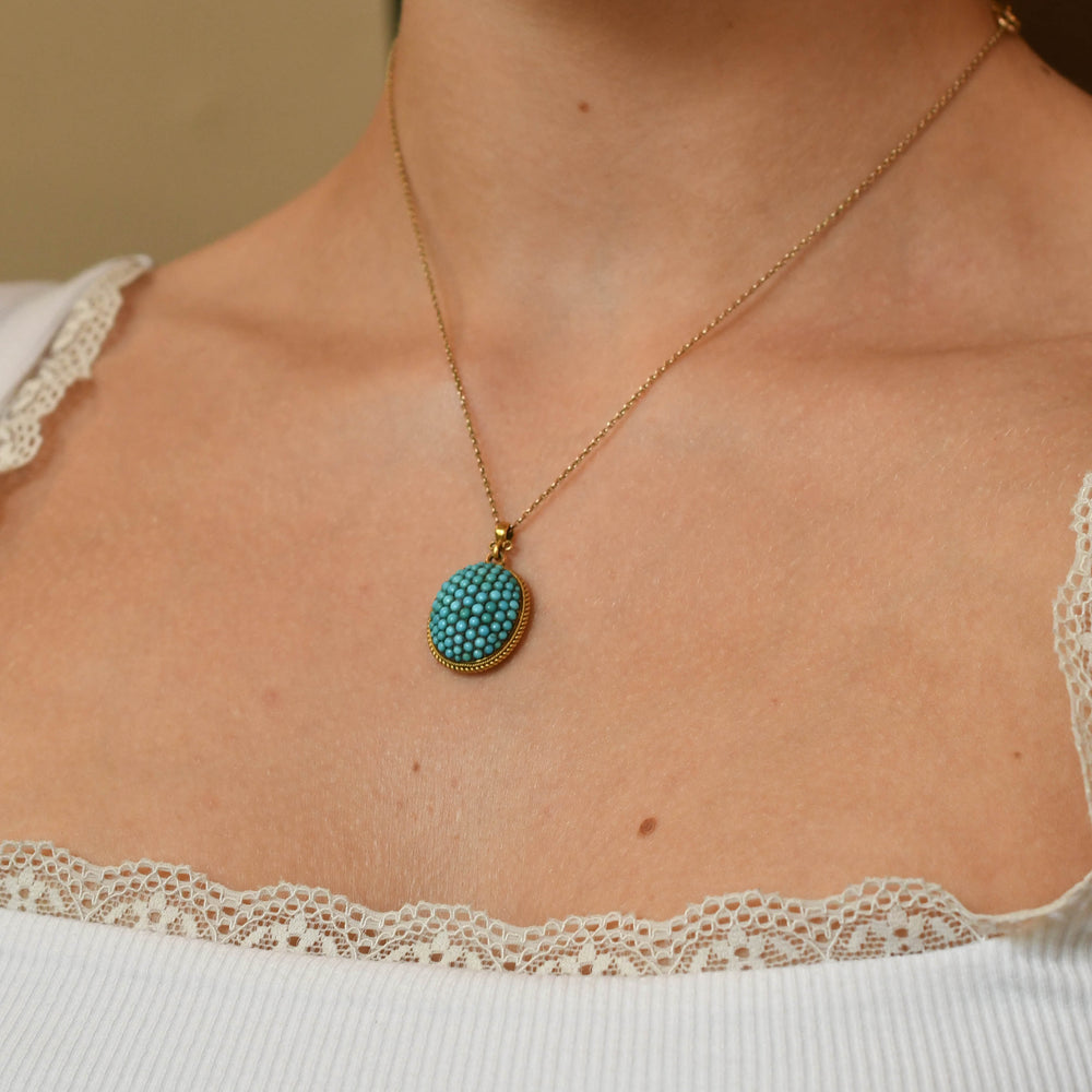 Victorian Pavé Turquoise Oval Locket