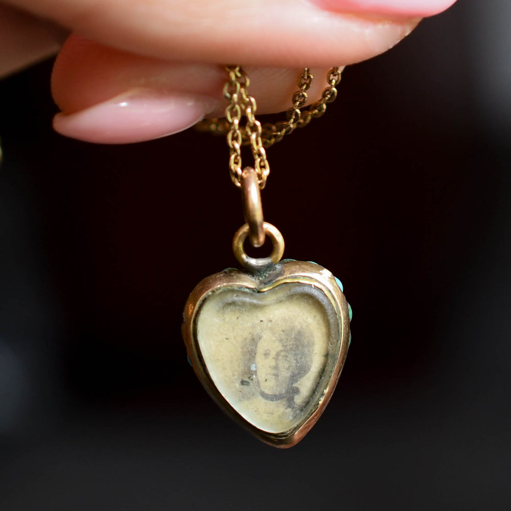 Victorian Pavé Turquoise Heart Pendant