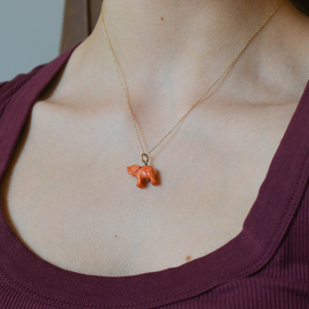 Victorian Coral Elephant Charm