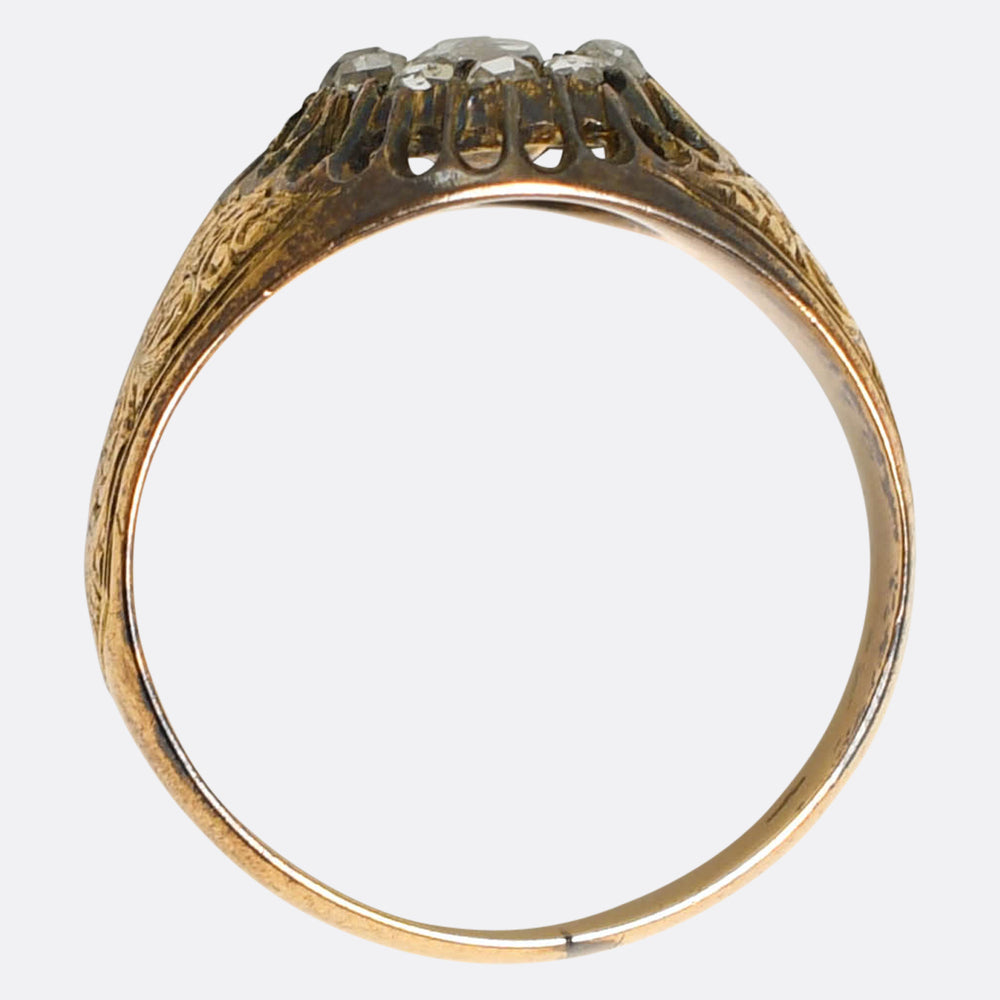 Early Victorian Rose Cut Diamond Cluster Band Ring