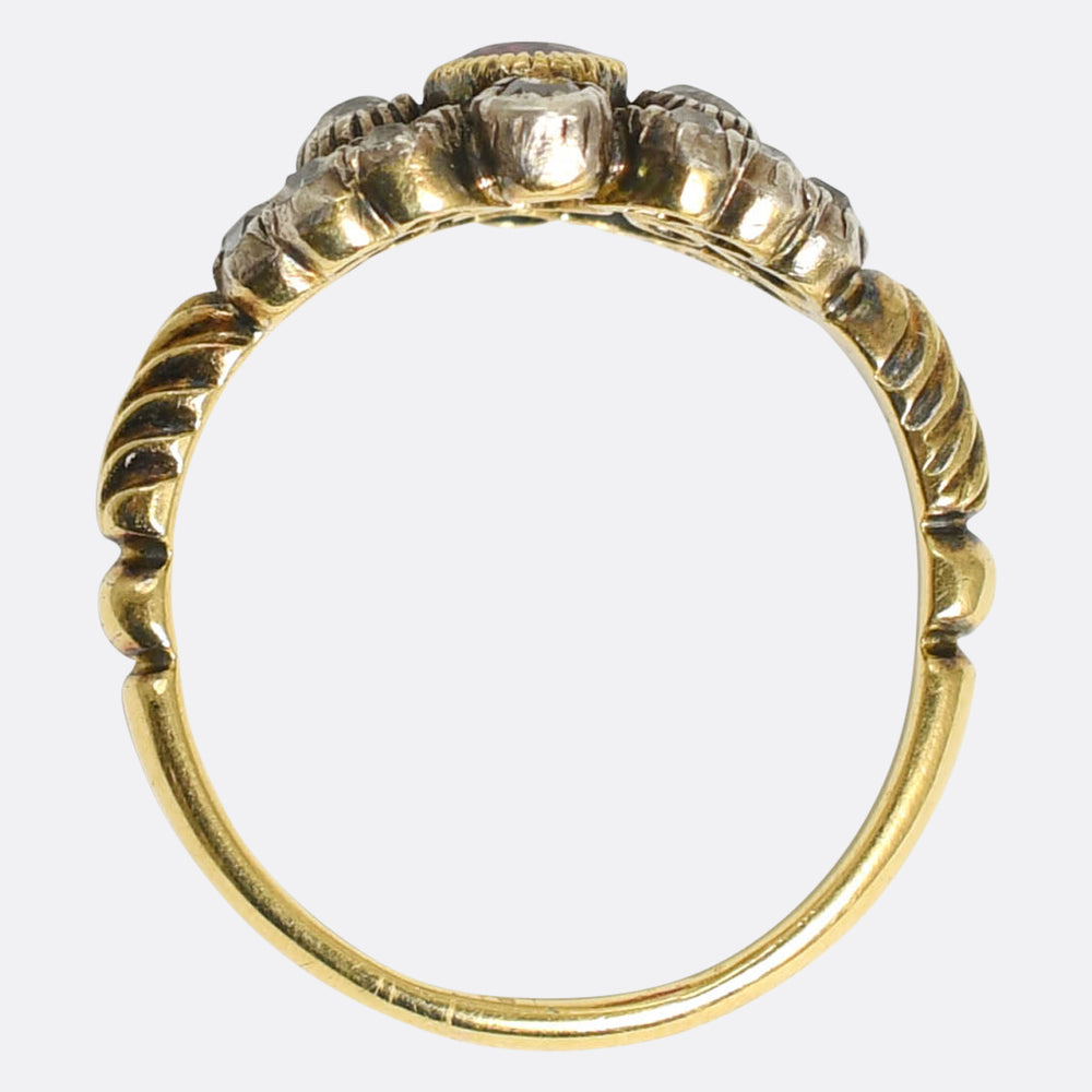 Early Victorian Ruby & Diamond Cluster Ring