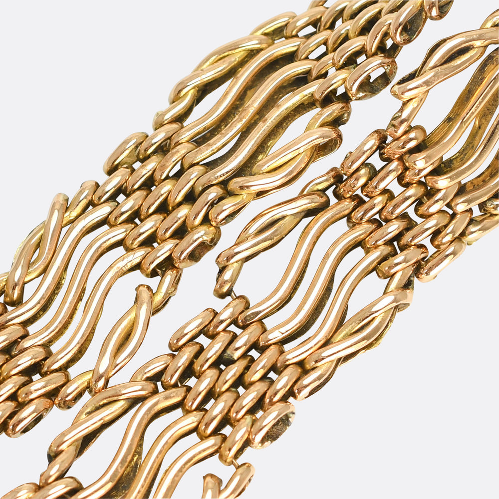 Edwardian 18k Gold Gate-Link Bracelet with Heart Padlock