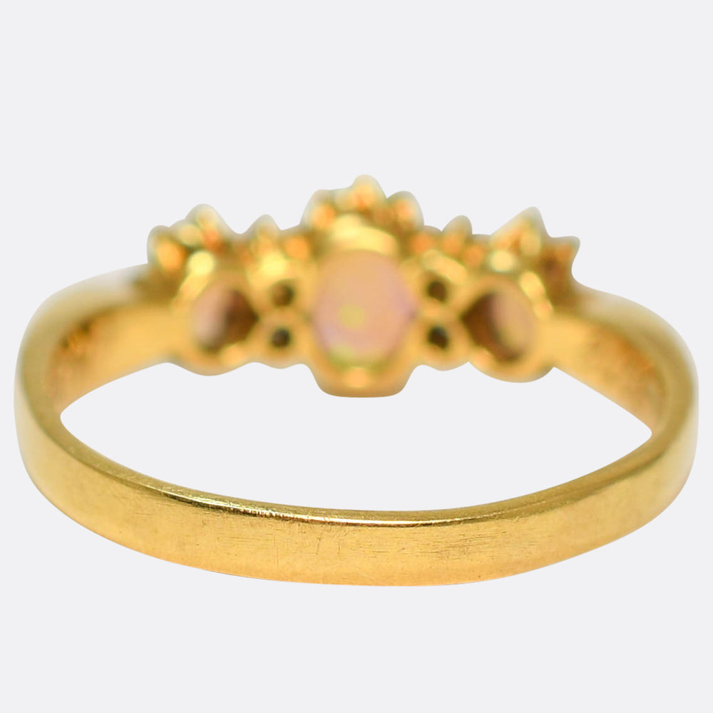 Edwardian 3-Stone Opal & Diamond Ring