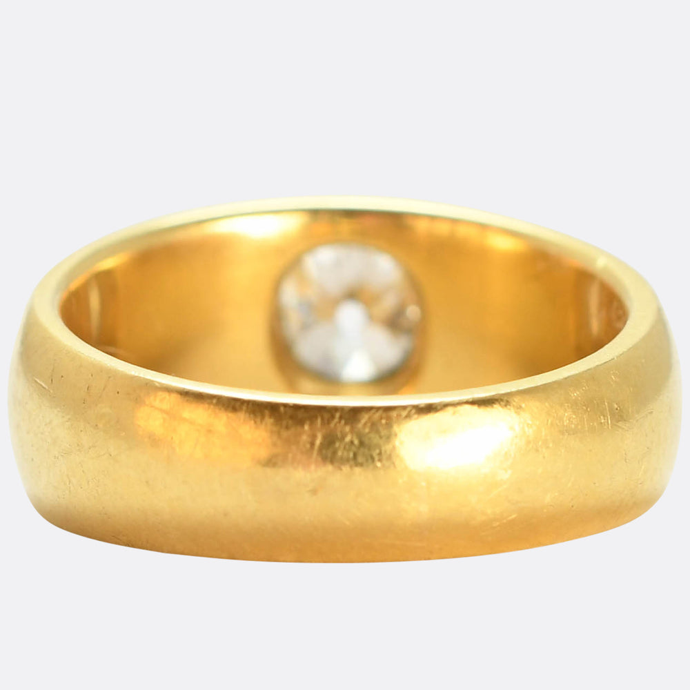 Edwardian Chunky Old Mine Cut Diamond Gypsy Ring