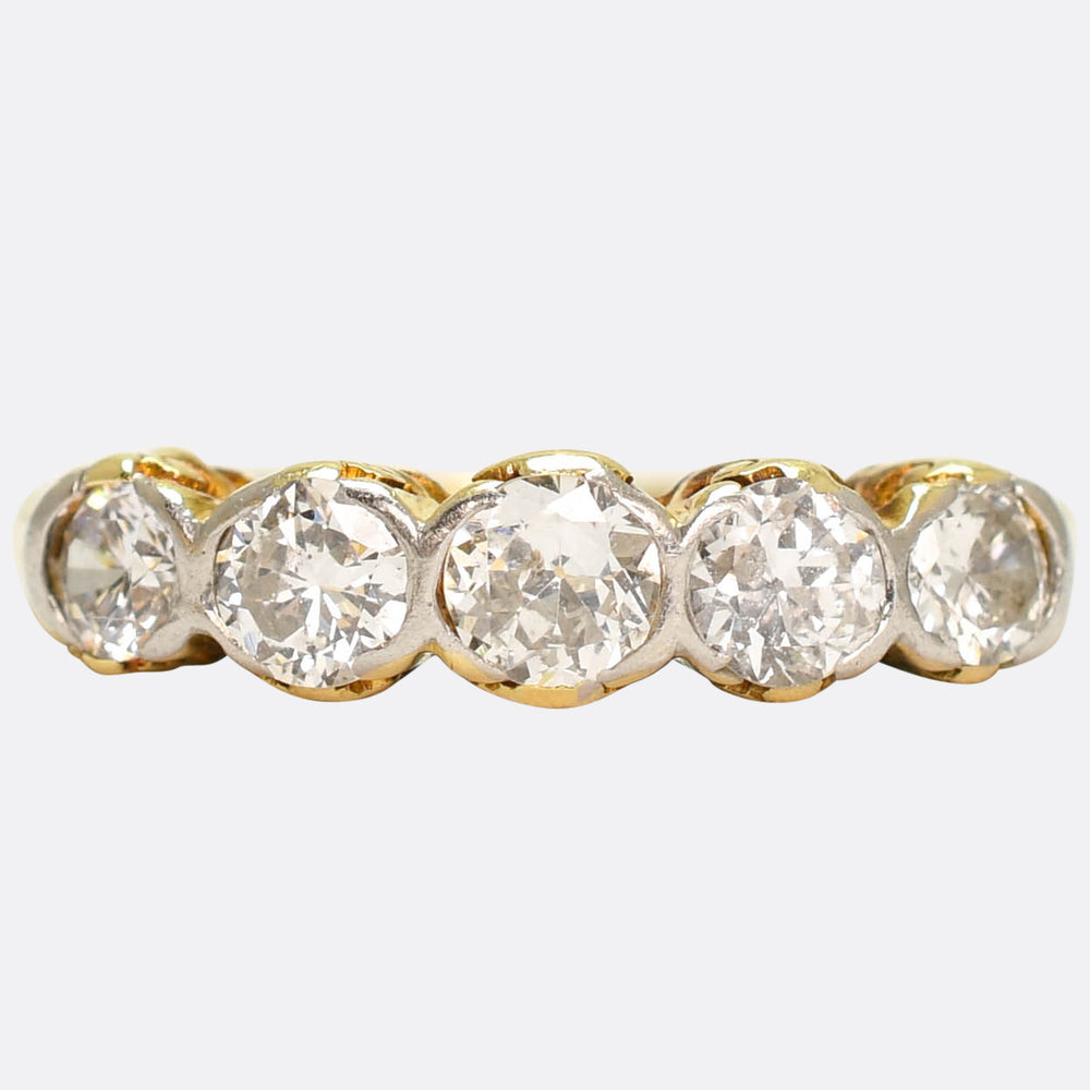 Edwardian Diamond 5-Stone Carved Ring